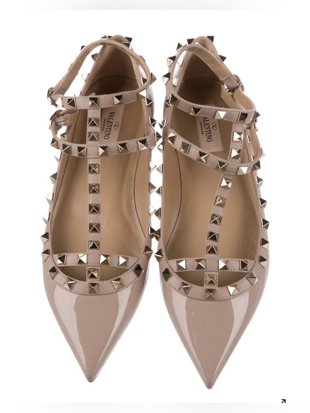Valentino Garavani Nude Patent Leather Rockstud Flats